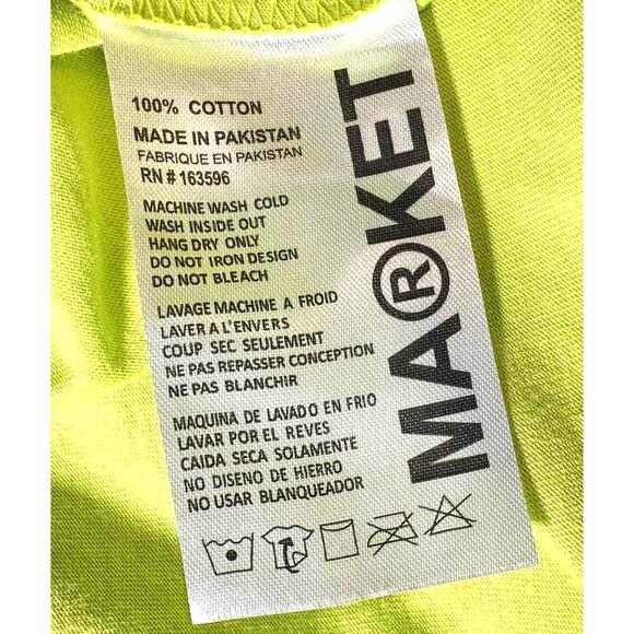 Market Studios "Product Of The Earth" Yellow‎ Green Cotton Tee Mens Size Medium - Picture 5 of 7